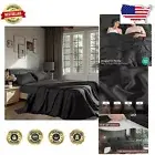 Premium Black King Cotton Sheet Set - 1200 Thread Count, Fully Elasticized