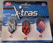 Tri Pack X-tras Dart Flights 9 Flights Dart World Flag, Flames, Ligthening