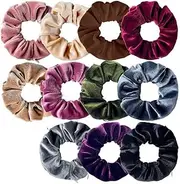 11 fashionable solid color velvet zipper style large intestine elastic headband (Multiple colors, One size)