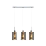 CLA Lighting ESPEJO1 Interior Iron & Chrome Glass with Line Effect Oblong Pendant Light- 3 lits Straight