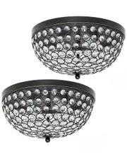 Lalia Home Crystal Glam 2 Light Ceiling Flush Mount 2pk