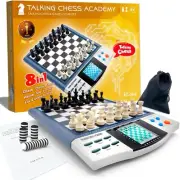 ICORE Electronic Travel Magnetic Talking Chess Board Games 8-in-1, Portable Game