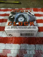 Vintage 1990s Robot Clock Silver Gray Heavy Metal-2"-SUPER RARE-FREE SHIPPING