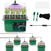 Self-Watering Seed Starter Tray - Kit with Grow Light and Humidity Dome, 6-Pack