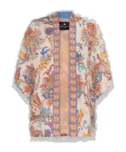 Etro Patterned Fringed Knit Cardigan S,M Pink