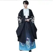 [INSTR] Gradient Blue Hanfu Men Chinese Ancient Embroidery Hanfu Male Cosplay Costume Hanfu Outfit For Men Plus Size