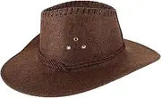 [TOGEVAL] Sun Hat Western Cowboy Hats Men's Beach Straw Fedora Wide Brim Summer Hat Coffee