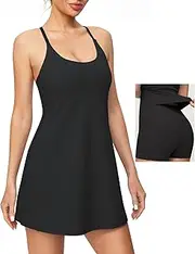 [Heathyoga] Womens Tennis Dress with Built in Shorts and Bra Athletic Dress for Women Workout Dress with Pockets for Golf