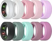 BandRain 10 Pack Cover for Oura Ring Gen 4 & 3/ULTRAHUMAN Ring AIR, Anti-Scratch Elastic Silicone Protector Case Accessories for Women Men Working Out Gym (10 Colors - Set 1, M (11/12/13/14/15))