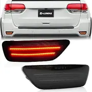 Rear Bumper LED Reflectors Light Lamp Assembly Fog Light Kit Compatible with Je-ep Grand Cherokee, Compass, Patriot ＆ Dodge Journey, Rear Bumper Reflector Light Smoked Len Foglamp, Pack of 2