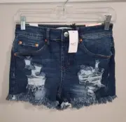 NEW THROW BACK ALMOST FAMOUS DISTRUCTED JEAN SHORTS SIZE 1