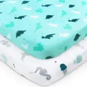 Pack and Play Sheets Fitted, Mini Crib Sheets 2 Pack, Playard Sheets Compatible