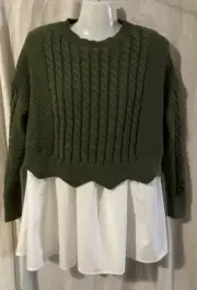 NEW Khaki Knit Top Over White Shirt (Caroline Morgan), Size 10