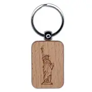 Statue of Liberty United States of America Landmark Icon Engraved Wood Keychain