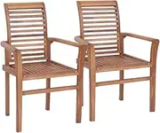 Stacking Dining Chairs 2 pcs Solid Teak Kitchen Chair