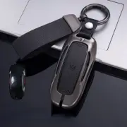 For Tesla Model X Zinc Alloy Leather Car Remote Key Fob Case Shell Holder