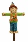 Scarecrow with a Bluebird on Hat, Fall Fairy Garden Scarecrow, Fall Cake Topper