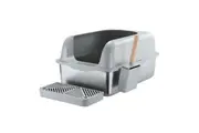 Stainless Steel Cat Litter Box XL Pet Toilet Kitty High Sided Enclosure Metal Pan Tray Potty Easy Clean 20L with Scoop Filter Pedal Pet Scene