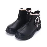 在飛比找Yahoo奇摩購物中心優惠-DOOK 花朵可愛短靴 黑 中大童鞋