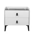 Levede Bedside Table With Led Lights And Drawers Storage Modern Nightstand For B