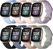 [Lerobo] Compatible with Fitbit Versa 3,Fitbit Versa 4 Bands for Women, 8 Pack Soft Waterproof Sport Replacement Wristbands for Fitbit Sense/Fitbit Sense 2/Versa 3 4 Smart Watch, Small, Large
