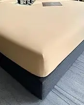 Home Long-Staple Cotton Fitted Sheet Mattress Cover Deep 30cm Solid Color 1 Piece,Khaki,King 198x203x30cm