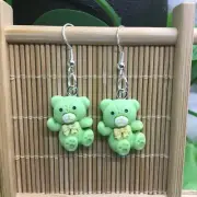 1.5" Silver-tone Bear Earring Set Bohemian Retro Dangle Drop New Free Ship 9629