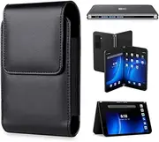 for Microsoft Surface Duo 2 Case, PU Leather Wallet Pouch Holster with [Belt Clip] Elastic Magnetic Closure Design Protection Wallet Holster Case for Microsoft Surface Duo 2