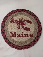 Earth Rug Trivet Lobster Maine 10" Round 100% Natural Jute Red Black Earthrug
