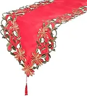 Operitacx Christmas Table Runner Holly Table Runner Embroidered Holiday Table Runner Festival Table Runner Kitchen Linen Tableware Decor Dining Table Cloth Cutwork Embroidery Dinner Party