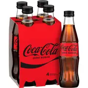Coca-Cola Zero Sugar Glass Bottle 330mL x 4 pack