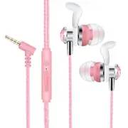 X8 3.5mm Wired Control Earphone In-ear Heavy Bass Earbuds with Mic for iPhone Xiaomi Huawei PINK COLOR