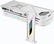 Height Adjustable RGB GPU Stand, Aluminum Alloy 19-153mm Adjustable Graphics Card Holder with Magnetic Base, Anti Sag Bracket for PC Case (White)