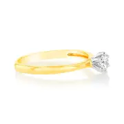 Luminesce Lab Grown 9ct Yellow Gold 1/4 Carat Brilliant Cut Solitaire Diamond Ring, O