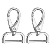 2Pcs Detachable Snap Hook Swivel Clasp 1" D Ring Lobster Claw Clasps Silver