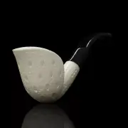 Lattice Design Cobra Shape Pipe Block Meerschaum Handmade NEW With Case#624