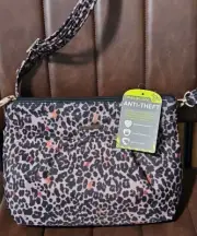 Travelon Shoulder Bag Theft Proof Rfid Crossbody Animal Print Leopard NWT