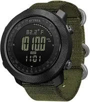 AVTREK Military Digital Watch for Men With Altimeter, Pedometer, Backlight, Compass - Tactical Army Outdoors Sport Waterproof Watch, Adjustable Strap (Green)