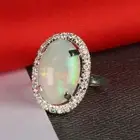 5.1 Ct. Natural Oval Shape Fire Opal & White Accent Solitaire Ring in 925 Silver