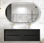 1500mm Byron Black Oak Wall Hung Vanity and Tall Boy and Shaving Cabinet