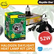 Reptile One Halogen Daylight Heat Lamp Kit w/ Ceramic Dome Reflector 52W (2pc)