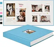 Pssoss 10 x 10 Inch DIY Scrapbook Album 40 Pages Linen Hardcover Kraft White Paper Scrap Book Photo Albums Memory Book for Baby Wedding Family Anniversary Photo Album (Blue, 40 pages)
