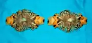 Set 2 Med Feathered Barrettes Pheasant Feathers & Turquoise FREE SHIPPING MBS04
