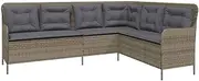 vidaXL Grey PE Rattan L-Shaped Garden Sofa with Cushions - Outdoor Patio/Deck Couch Furniture - Removable Covers, Steel Frame, 221x163x90 cm, Durable & Comfortable Seating