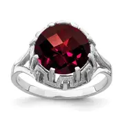 14k White Gold 10mm Garnet Checker ring