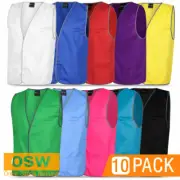 10 x Unisex Staff Identity Work Tricot Coloured Warehouse Vests - 10 Colors 6HFV