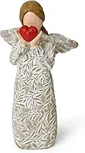 Remembrance Angel Figurines, Resin Sculptured Angel Statue with Leaf-Carved Dress & Heart - Sympathy Gifts for Loss of Loved One, Memorial Gift - Christmas, Mother's Day, Thanksgiving Home Decor