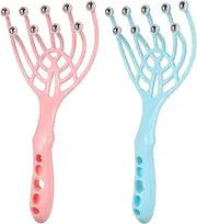 Baluue 2pcs Scalp Massager, Held Head Massager Scalp for Relaxation & Stress Reduction in Office Home, Neck Massaging Deep Tissue with 9 Rotating Heads