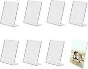 Naisfei 8 Pack Acrylic Sign Holder, A6 Plastic Flyer Display Holder, Slant Back Clear Paper, Document Menu Table Transparent Stand for Restaurants Hotels Menu Stores Office