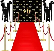 6.5 x 5 ft VIP Photography Backdrop Red Carpet Backdrop Film Movie Banner Paparazzi Props Party Accessory and Runner Red Carpet Runner 2.6 x 15 ft with Carpet Tape for Theme Party Decorations